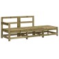 vidaXL Juego de sofás jardín 3 pzas y cojines madera pino impregnada vidaXL Juego de sofás jardín 3 pzas y cojines madera pino impregnada