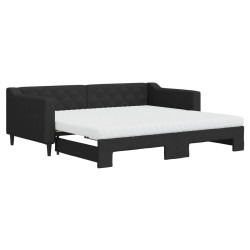 vidaXL Sofá cama nido con colchón tela negro 90x190 cm