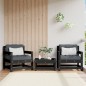 vidaXL Sillones de jardín con cojines 2 uds madera maciza pino negro vidaXL Sillones de jardín con cojines 2 uds madera maciza pino negro