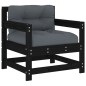 vidaXL Sillones de jardín con cojines 2 uds madera maciza pino negro vidaXL Sillones de jardín con cojines 2 uds madera maciza pino negro