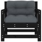 vidaXL Sillones de jardín con cojines 2 uds madera maciza pino negro vidaXL Sillones de jardín con cojines 2 uds madera maciza pino negro