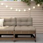 vidaXL Sofá central con cojines madera maciza de pino marrón miel vidaXL Sofá central con cojines madera maciza de pino marrón miel