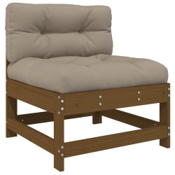 vidaXL Sofá central con cojines madera maciza de pino marrón miel