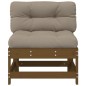 vidaXL Sofá central con cojines madera maciza de pino marrón miel vidaXL Sofá central con cojines madera maciza de pino marrón miel