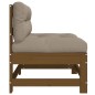 vidaXL Sofá central con cojines madera maciza de pino marrón miel vidaXL Sofá central con cojines madera maciza de pino marrón miel
