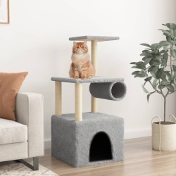 vidaXL Árbol rascador gatos con postes de sisal gris claro 109,5 cm