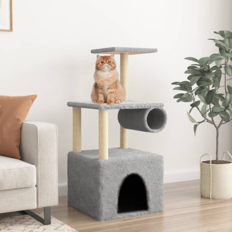 vidaXL Árbol rascador gatos con postes de sisal gris claro 109,5 cm