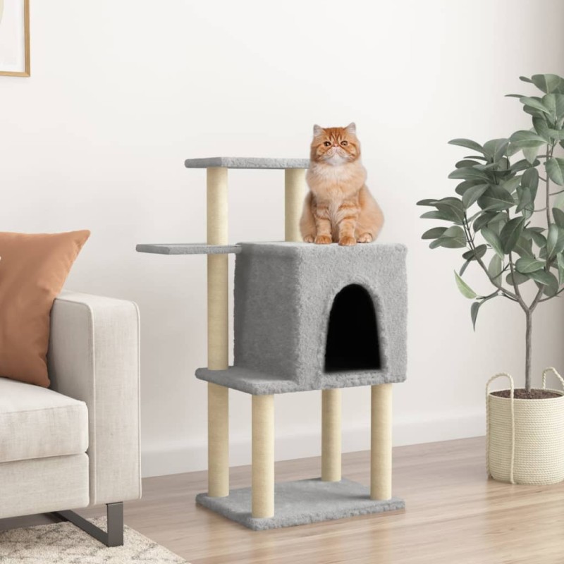 vidaXL Rascador para gatos con postes de sisal gris claro 97 cm vidaXL Rascador para gatos con postes de sisal gris claro 97 cm