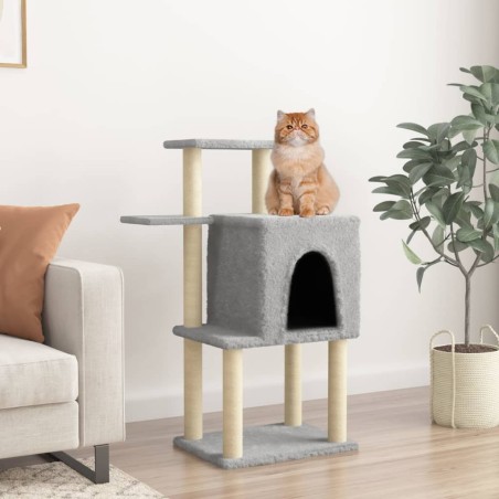 vidaXL Rascador para gatos con postes de sisal gris claro 97 cm