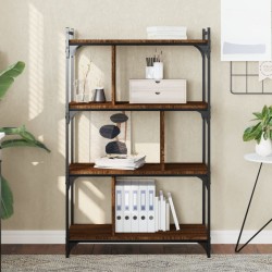 vidaXL Librería 4 estantes madera ingeniería marrón roble 76x32x123 cm