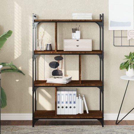 vidaXL Librería 4 estantes madera ingeniería marrón roble 76x32x123 cm