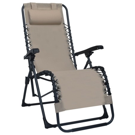 vidaXL Tumbona plegable de textilene gris taupe