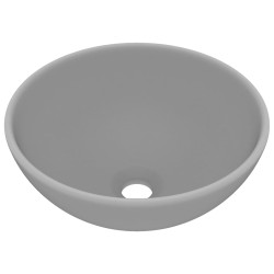 vidaXL Lavabo de lujo redondo cerámica gris claro mate 32,5x14 cm