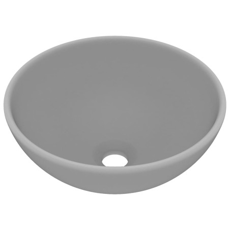 vidaXL Lavabo de lujo redondo cerámica gris claro mate 32,5x14 cm