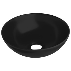 vidaXL Lavabo de cuarto de baño redondo cerámica negro mate