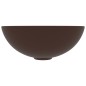 vidaXL Lavabo de cuarto de baño redondo cerámica marrón oscuro