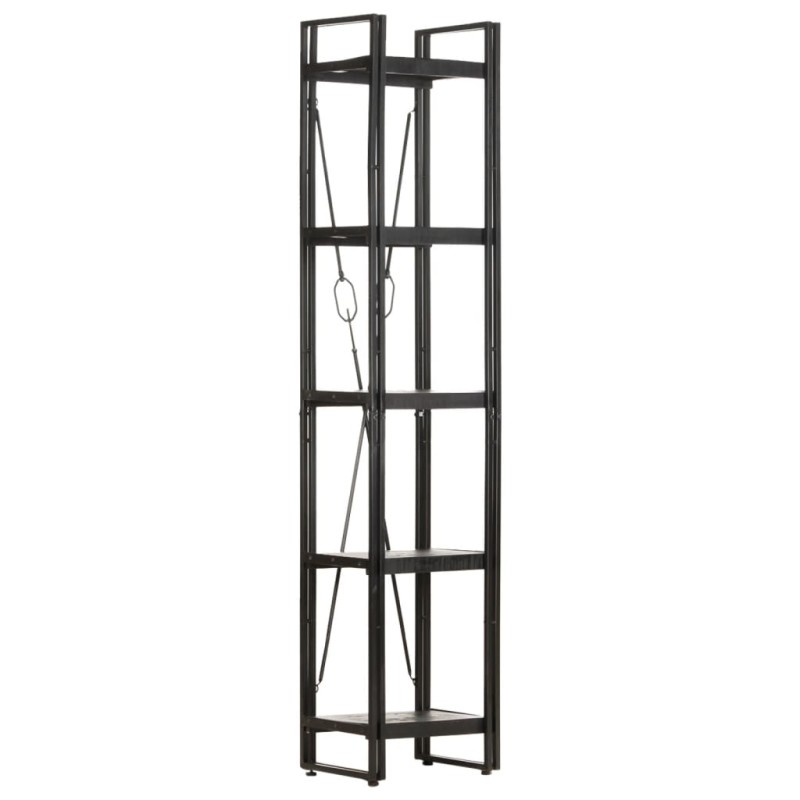 vidaXL Estantería de 5 niveles madera maciza mango negro 40x30x180 cm vidaXL Estantería de 5 niveles madera maciza mango negro 40x30x180 cm