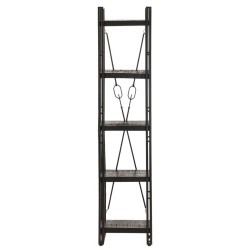 vidaXL Estantería de 5 niveles madera maciza mango negro 40x30x180 cm
