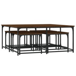 vidaXL Mesas de centro apilables 5 pzas madera ingeniería roble marrón