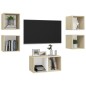 vidaXL Muebles de salón 5 pzas madera ingeniería blanco y roble Sonoma vidaXL Muebles de salón 5 pzas madera ingeniería blanco y roble Sonoma