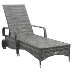vidaXL Tumbona con ruedas de ratán sintético gris antracita