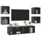 vidaXL Muebles de salón 5 piezas madera de ingeniería gris con brillo