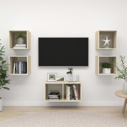 vidaXL Juego de muebles de salón 5 pzas madera ingeniería roble Sonoma