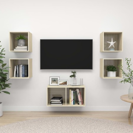 vidaXL Juego de muebles de salón 5 pzas madera ingeniería roble Sonoma