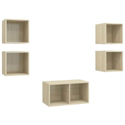 vidaXL Juego de muebles de salón 5 pzas madera ingeniería roble Sonoma