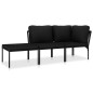vidaXL Juego de muebles de jardín 3 piezas con cojines PVC negro vidaXL Juego de muebles de jardín 3 piezas con cojines PVC negro