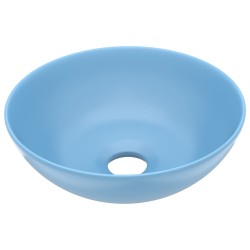 vidaXL Lavabo de cuarto de baño redondo cerámica azul claro