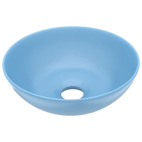 vidaXL Lavabo de cuarto de baño redondo cerámica azul claro
