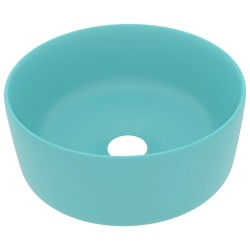vidaXL Lavabo de lujo redondo cerámica verde claro mate 40x15 cm 