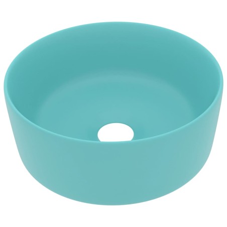 vidaXL Lavabo de lujo redondo cerámica verde claro mate 40x15 cm 