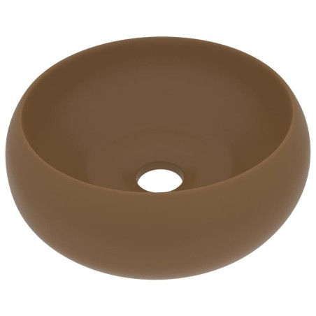 vidaXL Lavabo de lujo redondo cerámica crema mate 40x15 cm 