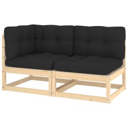 vidaXL Muebles de jardín 2 piezas con cojines madera maciza de pino