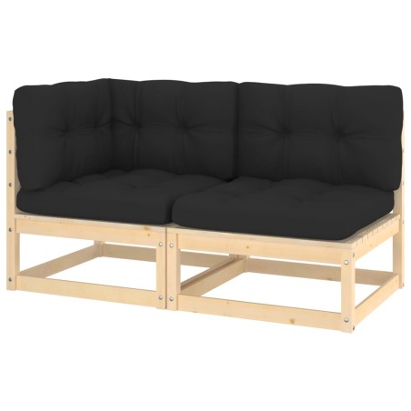 vidaXL Muebles de jardín 2 piezas con cojines madera maciza de pino