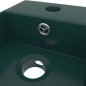 vidaXL Lavabo con rebosadero cerámica verde oscuro vidaXL Lavabo con rebosadero cerámica verde oscuro