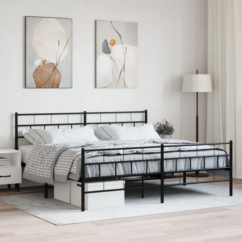 vidaXL Estructura de cama cabecero y pie de cama metal negro 200x200cm