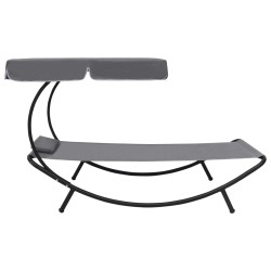 vidaXL Tumbona de jardín con toldo y cojín gris