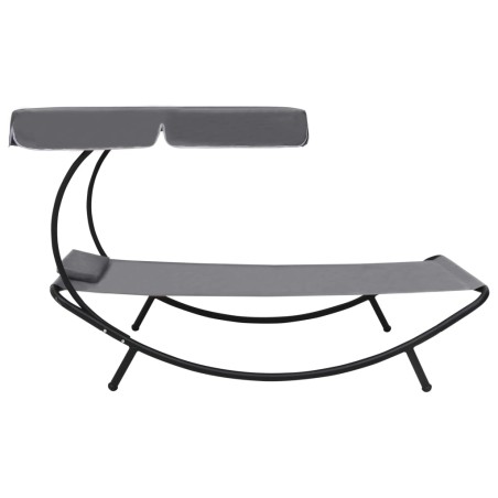vidaXL Tumbona de jardín con toldo y cojín gris