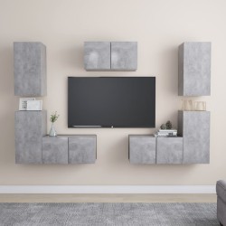 vidaXL Juego de muebles de salón 7 piezas gris hormigón