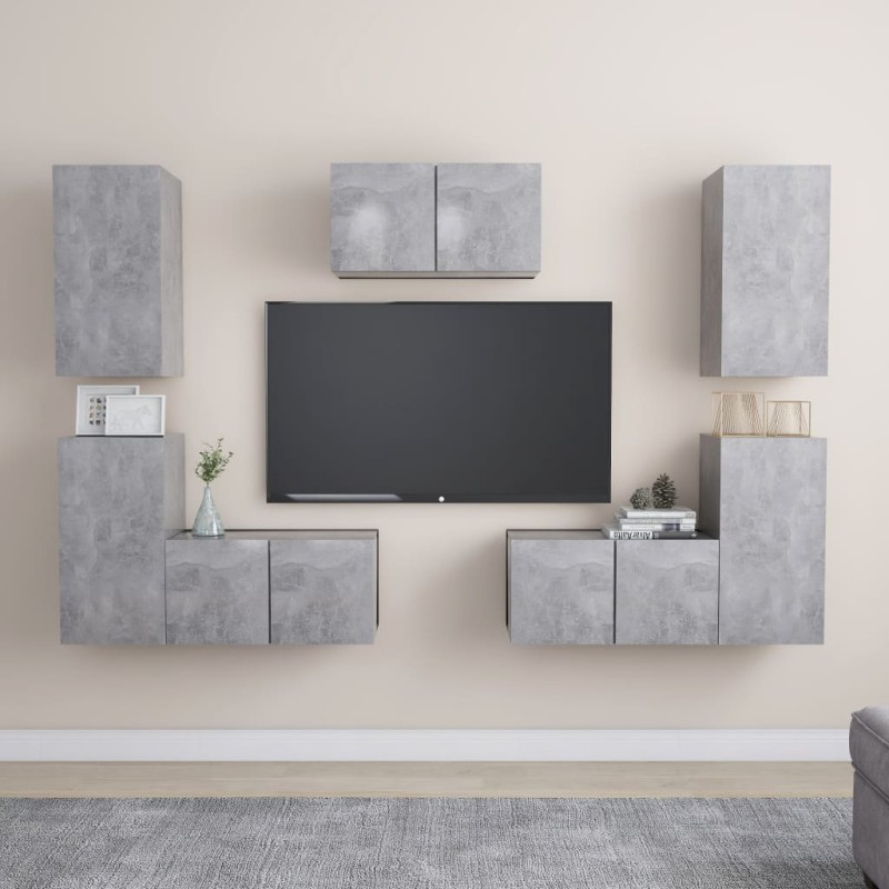 vidaXL Juego de muebles de salón 7 piezas gris hormigón