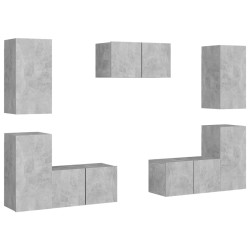 vidaXL Juego de muebles de salón 7 piezas gris hormigón