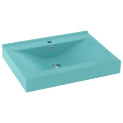 vidaXL Lavabo de lujo con grifo cerámica 60x46 cm verde claro