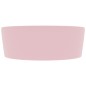 vidaXL Lavabo lujo con rebosadero cerámica rosa mate 36x13 cm vidaXL Lavabo lujo con rebosadero cerámica rosa mate 36x13 cm