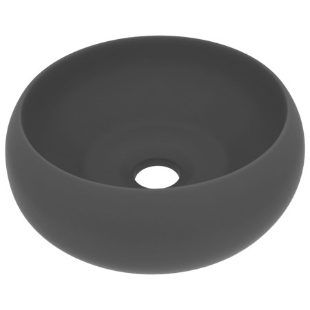 vidaXL Lavabo de lujo redondo cerámica gris oscuro mate 40x15 cm 