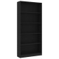 vidaXL Estantería de 5 niveles madera contrachapada negra 80x24x175 cm vidaXL Estantería de 5 niveles madera contrachapada negra 80x24x175 cm