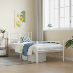 vidaXL Estructura cama metal con cabecero y pie cama blanca 107x203 cm