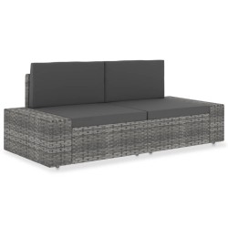 vidaXL Sofá seccional de 2 plazas de ratán sintético gris